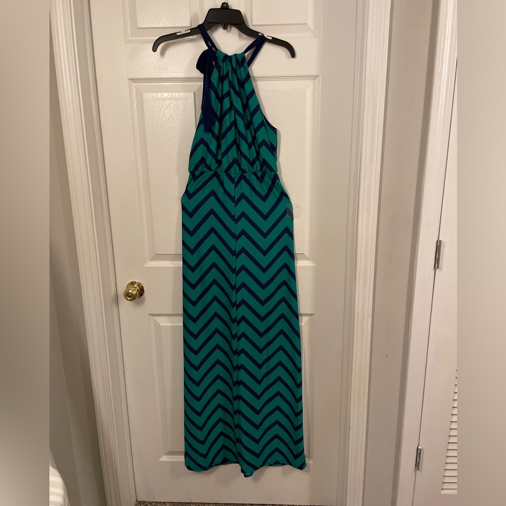 A. Byer. Green & Blue Maxi Dress. Size Medium.